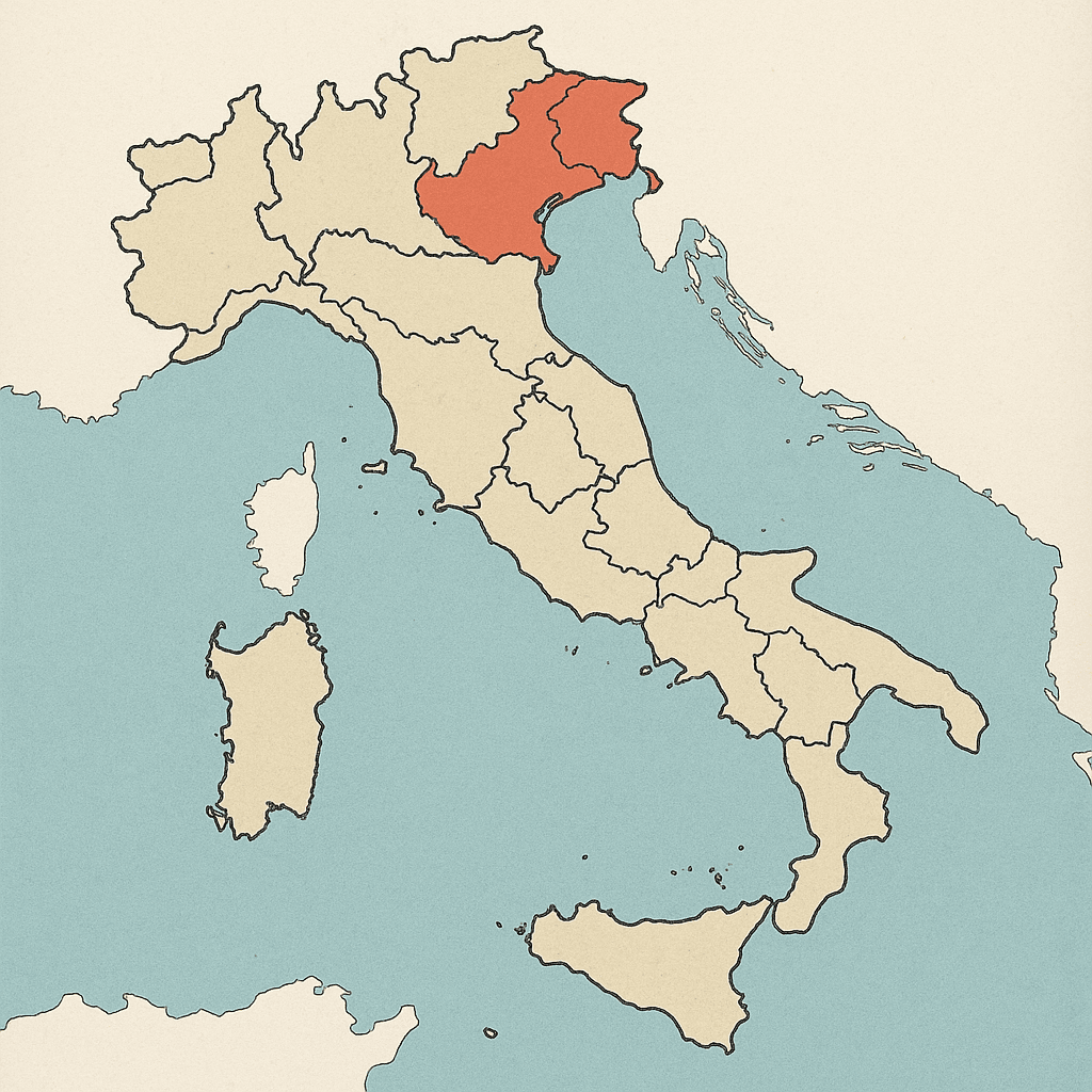 Italy map showing Veneto region