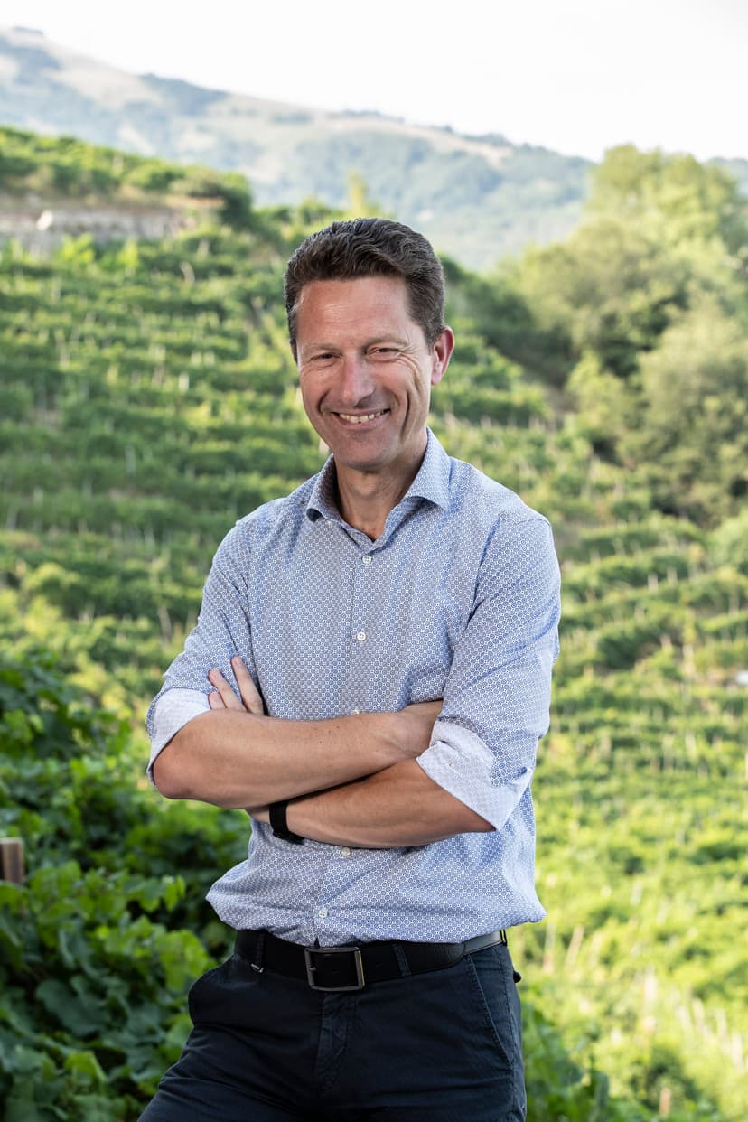 Valdo Chief Winemaker Gianfranco Zanon in the vineyards of Valdobbiadene